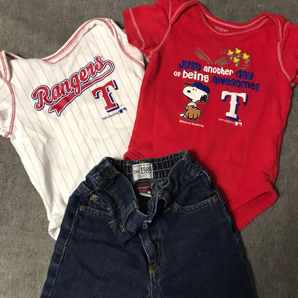 Texas Ranger onesies and children’s place jeans